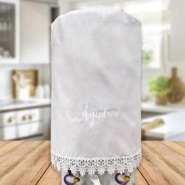 Imagem de Capa de galão de água 20l bordada com barrado de guipir - Recanto da C