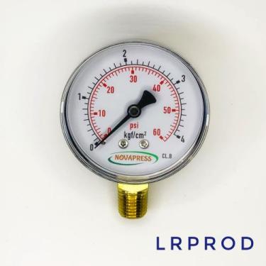 Imagem de Manômetro vertical - Diam.63mm (2.1/2 ) com escala de 0-4 KGF/CM2 x 60