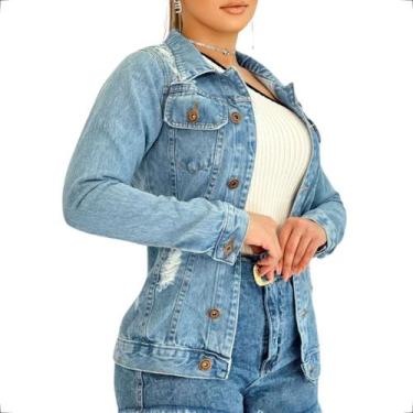 Imagem de Jaqueta Jeans Clara 100% Algodão Moda Inverno Feminina - Love Fashion,