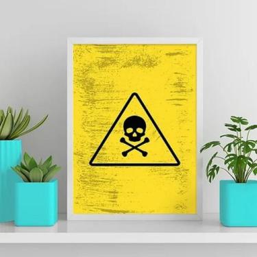 Imagem de Quadro Placa Perigo Caveirinha 33x24cm - com vidro - Quadros On-line, 