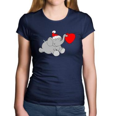 Imagem de Baby Look Algodão Elefante Noel - Foca na Moda, Marinho, GG