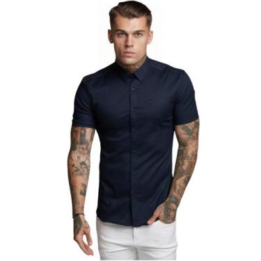 Imagem de Camisa Social  Masculino Manga Curta Slim Fit Varias Cores - Volgue, A