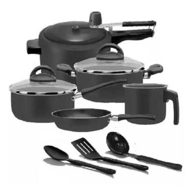 Imagem de Conjunto de panelas elegan marpal antiaderente com pp 3 ltr, PRETO