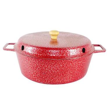 Imagem de Forma para Bolo Craqueada com Cone Alumínio Fundido Vermelha 26cm - DI