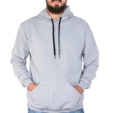 Imagem de Blusa Moletom Flanelado Unissex Canguru Preto, Cinza, Bordo e Azul Mar