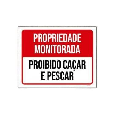 Imagem de Placa Propriedade Monitorada Proibido Caçar 18x23cm 10un - Sinalizo.Co