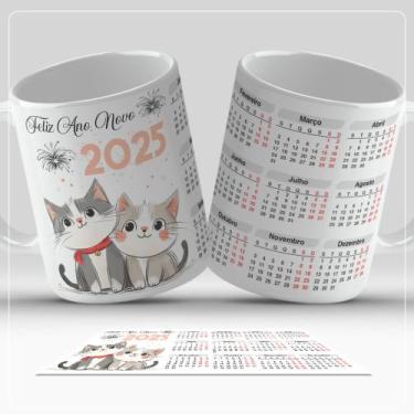 Imagem de Caneca Personalizada Gato Ano Novo Calendário 2025 - Jlssublimação