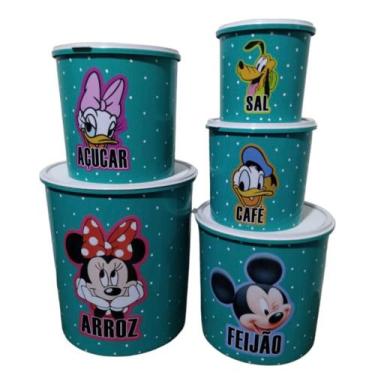 Imagem de jogo para mantimentos 5 pecas plastico  vasilhas - RDR, Verde turma