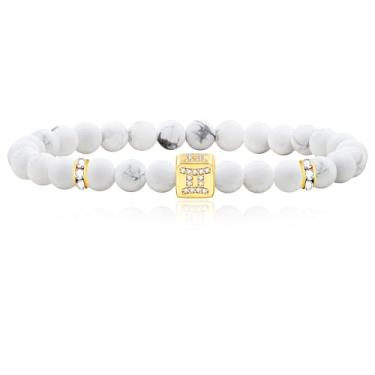 Imagem de Uloveido Pulseira do Zodíaco para Mulheres e Homens, Pedra Howlita Branca Natural Signo Estrela Constelação Horóscopo Presente de Aniversário para Melhores Amigos YA4647, Adjustable, Pedra, Howlite