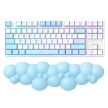 Imagem de MANBASNAKE Keyboard Cloud Wrist Rest,PU High Density Memory Foam with Non-Slip Base for Typing Pain Relief,Ergonomic Keyboard Pad with Wrist Support for Home Office/Computer/Laptop/Gaming/Mac-Blue
