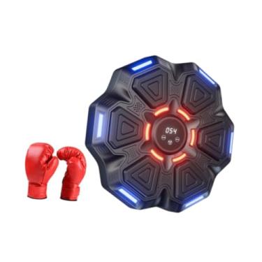 Imagem de Dynwave Máquina de boxe musical, treinador de boxe, foco, treinamento, iluminado, montagem na parede, almofada de perfuração com luvas para prática interna, Preto