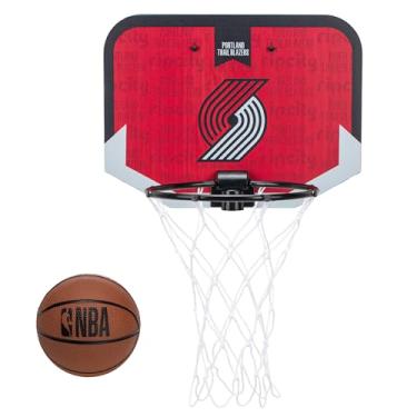 Imagem de Franklin Sports NBA Portland Trail Blazers Mini Cesta de basquete sobre a porta - Mini argola infantil com bola - Brinquedo para fãs da NBA para quarto + escritório - Conjunto sobre a porta