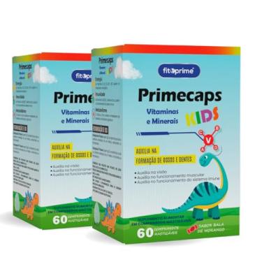 Imagem de KIT2 Primecaps Kids Vitamina Infantil Mastigável 60 Comprimidos Sabor Morango