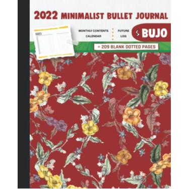 Imagem de 2022 Minimalist Bullet Journal/BUJO with Different Color Flowers In RED Background Cover: Basic Bujo | Classic Bullet Journal Help You Organize Your ... And Dotted Pages | 240 Pages | 7.5 * 9.25