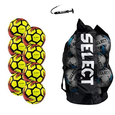 Imagem de SELECT Bola de futebol clássica V21, pacote com 8 bolas com bolsa de bola esportiva e bomba de mão, amarelo, tamanho 3