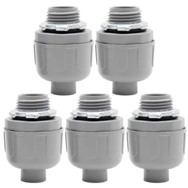 Imagem de MAKERELE Pacote com 5 conectores rígidos de PVC 180° de 1/2 polegada - Conexões de conduíte flexíveis, resistente à corrosão superior e à luz solar, listado pela UL para uso externo e industrial