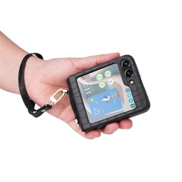 Imagem de Capa de PC com padrão de cordão portátil para Samsung Galaxy Z Flip 5 4 3 5G Flip Phone Cover para Flip5 Flip4 Flip3 ZFlip5 5G Case, Preto, para Samsung Z Flip4