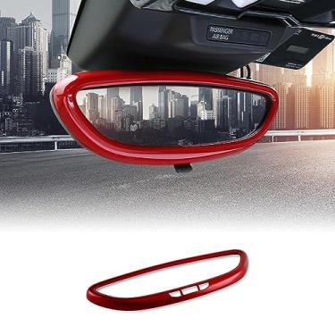 Imagem de FDAIUN Compatível com Porsche Macan 2014-2018 Protetor de Espelho Retrovisor Interior Moldura Traseira Capa de Espelho Retrovisor Central Acessórios Decorativos (Vermelho)