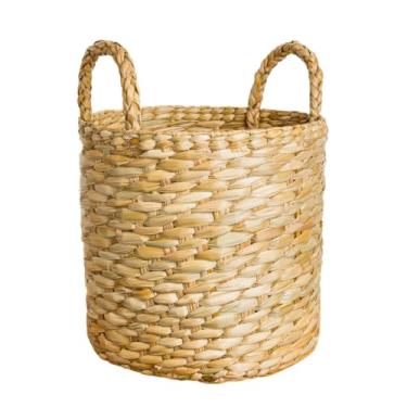 Imagem de Cesto Organizador Redondo em Palha Natural Para Plantas, Roupas, Mantas