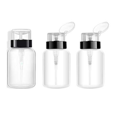 Imagem de 3 unidades 200 ml de frasco para bomba de compressão para esmalte para unhas e remoção de maquiagem, toner facial, portátil, recarregável, plástico, transparente, recipiente para cosméticos com tampa flip top preta