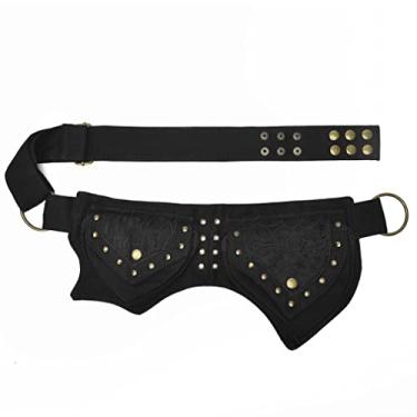 Imagem de KPYWZER Bolsa para perna feminina com caimento de coxa Fanny Pack Renascentista Faire Festival Bolsa de cintura de renda Utilitária Cinto Quadril Bolsas de cintura para mulheres Viagens ao ar livre, Preto #035