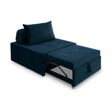 Imagem de 4 em 1 Poltrona, Puff, Chaise e Cama Ares Estofama, Azul
