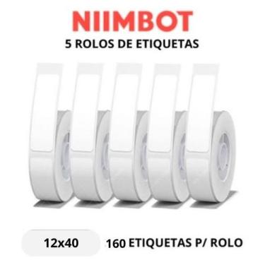 Imagem de 5 Rolo Etiqueta Niimbot D110 D101 D11 12x40mm (800pçs)