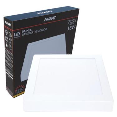 Imagem de Plafon Painel Quadrado Sobrepor 18w Branco Quente 3000k Luz Amarelada 