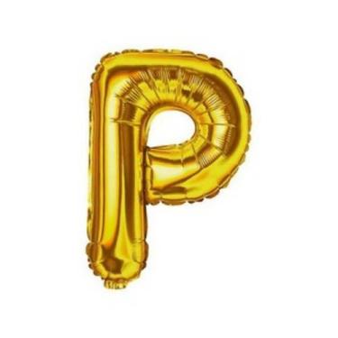 Imagem de Bexiga Balão Metalizado 16 Polegadas 40cm Dourado Letra P - PB Festas