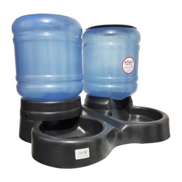 Imagem de Comedouro e Bebedouro Duplo Para Cachorro Grande 8Kg - 10L - Ideal Dog