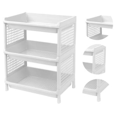 Imagem de Prateleira Estante De Plástico 3 Andares Multiuso Desmontável 40x28x50cm Elloplas - Branco
