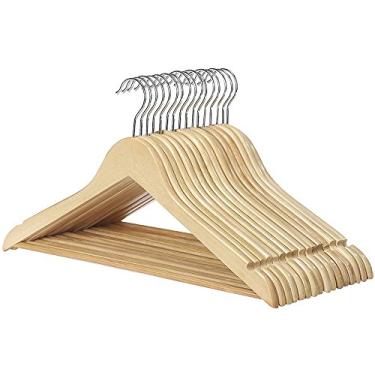 Imagem de Whitmor Cabides de terno de madeira natural grau A (conjunto com 16)