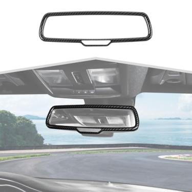 Imagem de Acessórios interiores de moldura de acabamento da capa do espelho retrovisor de fibra de carbono compatível com Dodge RAM 2010-2017, para Dodge Challenger 2015-2023, para Dodge Charger 2010-2023, para Dodge Durango 2011-2023