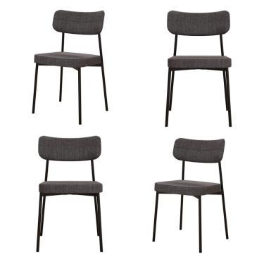 Imagem de Kit com 4 Cadeiras para Sala de Jantar Mona Yescasa Grafite Corriente