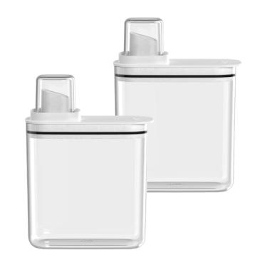 Imagem de " Kit 2 Dispenser para Sabão Flow 1,5 Litros Porta Sabão e Amaciante Praticidade Eficiência e Organização para Produtos de Limpeza com Vedação em Silicone e Dosagem Controlada "