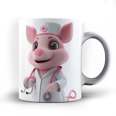 Imagem de Caneca xicara pig pork Porca enfermagem 25 (Rosa)