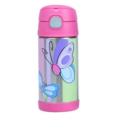 Imagem de Garrafa Garrafinha Térmica Infantil Thermos 355ml Borboleta