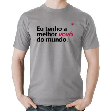 Imagem de Camiseta Algodão Eu tenho a melhor vovó do mundo - Foca na Moda, Cinza