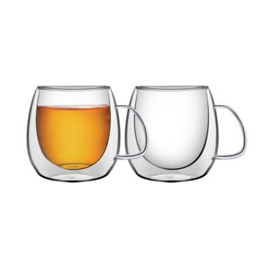 Imagem de Conjunto de Xícaras para Chá e Cappuccino 200ml Vidro Duplo com Alças 2 Peças Tramontina 64760/450