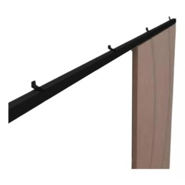 Imagem de Kit Para Porta de Correr até 80cm Preto Roldana Concava 4 Rodas - TR F