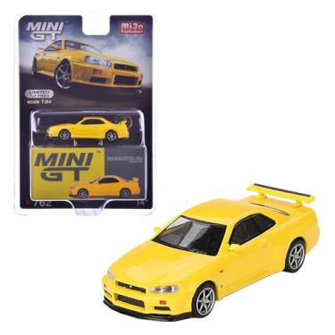 Imagem de Diecast Model Car Compatible with Mini GT 1:64 Nissan Skyline GT-R (R34) V-Spec Lightning Yellow Limited Edition MGT00762