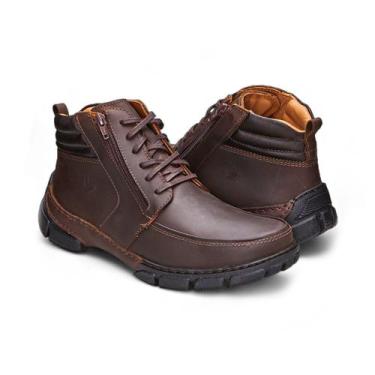Imagem de Bota Masculina Conforto Couro Ziper Cafe Leveterapia - Leveterapia LTP