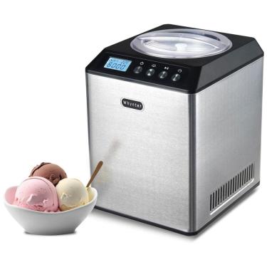 Imagem de Sorveteira 2 Litros Vertical em Aço Inoxidável Temporizador Sonoro, WHYNTER ICM 201SB, Cinza escuro
