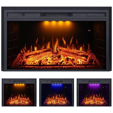 Imagem de Lareira Elétrica de Embutir A53x90L com Controle Remoto, 1500W, 110v, VALUXHOME VEF33W, Preto