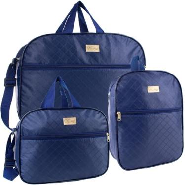 Imagem de Kit 3 Bolsas Maternidade - Kit contém 2 Bolsas Mala Maternidade e 1 Mochila de Passeio, Bolsa de Bebê Saída Maternidade (Azul Marinho)