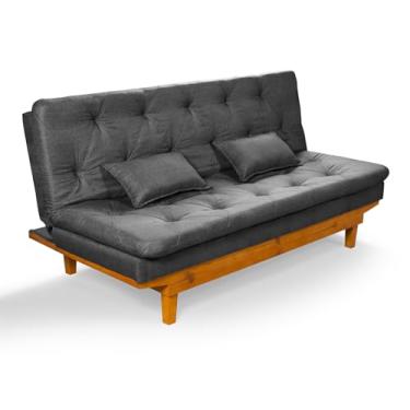 Imagem de Sofá Cama Caribe Em Linho Base Madeira Essencial Estofados (Grafite)