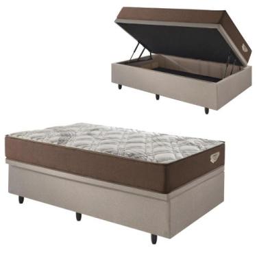 Imagem de Base Box Baú 96x203 Linho Bege com Colchão Relax Adorabile - B&G