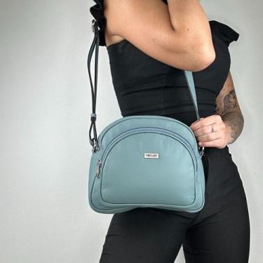 Imagem de Bolsa recuo em couro legítimo b.1046, Azul caribe