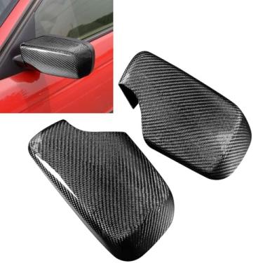 Imagem de FINMOKAL Capas de espelho lateral de fibra de carbono real capas de espelho retrovisor de porta compatíveis com BMW Série 3 E46 4 portas 1998-2005