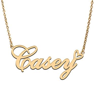 Imagem de RONKAH Colar de nome personalizado personalizado com coração colar de nome personalizado para mulheres colar de moda pessoal melhor presente para menina, mãe, filha, amizade, Natal, aniversário,